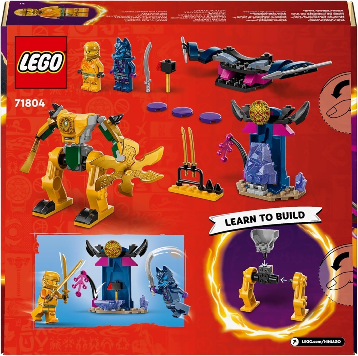 LEGO NINJAGO Mech bojowy Arina, zabawka Ninja dla dzieci w wieku od 4 lat Z figurkami W zestawie. Arin z mini kataną, figurkami i mechami, mały prezent dla chłopców i dziewcząt 71804 Zestawy do budowania Besuche den LEGO-Store