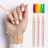 Nail Art Liner-Pędzel 5-Teiliges Gel-Nagellack-Malerei-Nagel-Punkt-Zeichnungs-Werkzeug Für Lange Linien Kunst-Design-Stift-Set Metallgriff Nail-Art-Design-Binsel Für Frauen