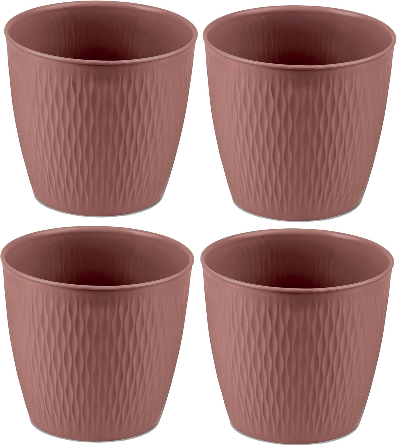 Zestaw 5 brązowych doniczek o średnicy 16 cm - Solidne doniczki z tworzywa sztucznego - Dekoracyjna doniczka z opcją drenażu - Elegancka doniczka do użytku wewnątrz i na zewnątrz