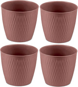 Zestaw 5 brązowych doniczek o średnicy 16 cm - Solidne doniczki z tworzywa sztucznego - Dekoracyjna doniczka z opcją drenażu - Elegancka doniczka do użytku wewnątrz i na zewnątrz