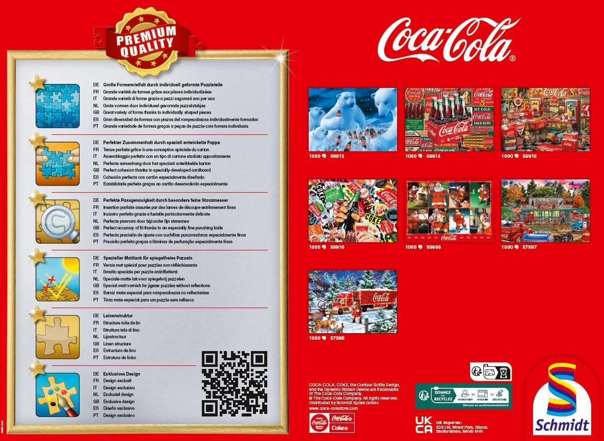 Schmidt Spiele 57598 Coca Cola Świąteczna ciężarówka, układanka 1000 elementów Puzzle Naty Shop