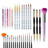 Zestaw pinsel do paznokci, 20 szt. Nageldesign Malerei Pinsel, Professionelle Nail Art Design Pinsel, Pinsel do paznokci Fine Liner, różowy