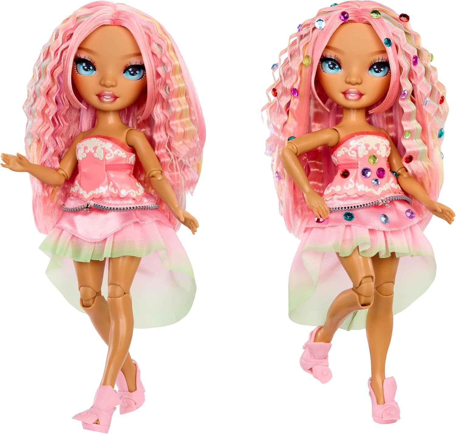 Rainbow High Be Dazzling - Adeline Rose - 28 cm różowa lalka modowa z narzędziem do dekoracji, błyszczącymi kamieniami szlachetnymi i akcesoriami do stylizacji