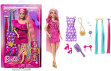 Barbie Totally Hair — lalka z łatwymi do ułożenia, wyjątkowo długimi tęczowymi włosami i 10 dodatkami do mody i stylizacji, sukienka w kropki z blokami kolorów, dla dzieci w wieku od 3 lat, HKT96