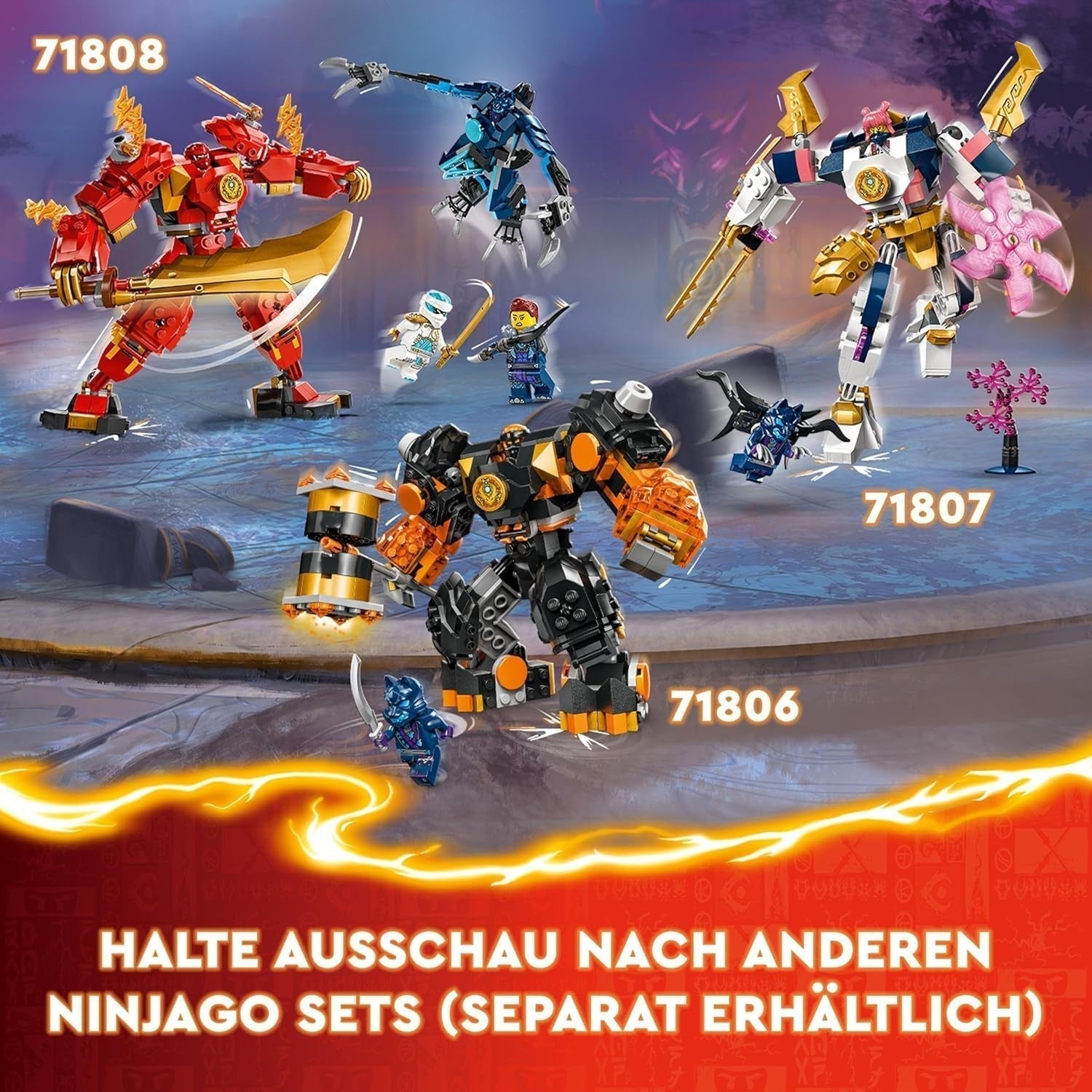 LEGO NINJAGO Fire Mech Kaia Zabawkowa figurka dla dzieci z możliwością dostosowania figurki czerwonego mecha Zestaw Ninja 4 figurki, w tym Kai i Zane Prezent dla 7-letnich chłopców i dziewcząt 71808 Zestawy do budowania Beuche den LEGO-Store