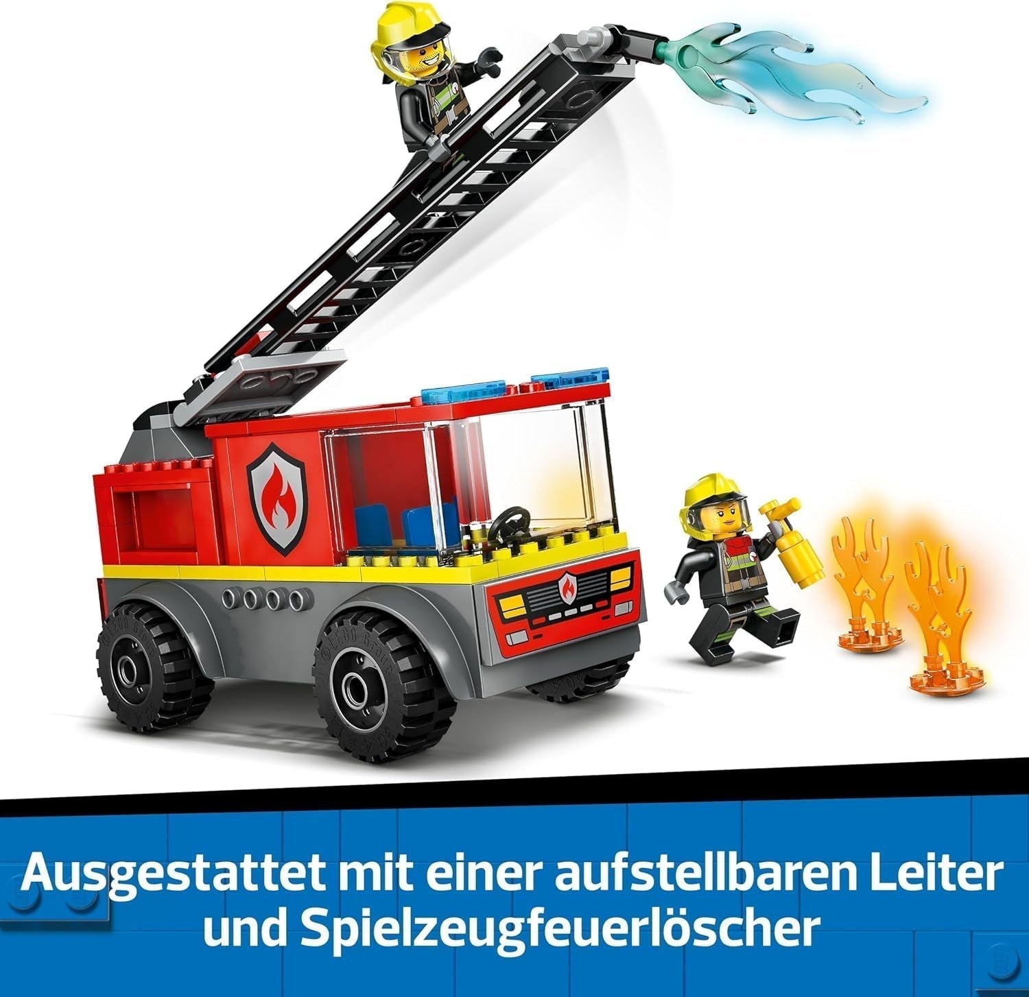 LEGO City Fire Ladder Truck - Zabawkowy wóz strażacki z 2 minifigurkami strażaków dla chłopców i dziewcząt od 4 lat - zabawka edukacyjna - prezent dla przedszkolaków 60463 Zestawy do budowania Besuche den LEGO-Store