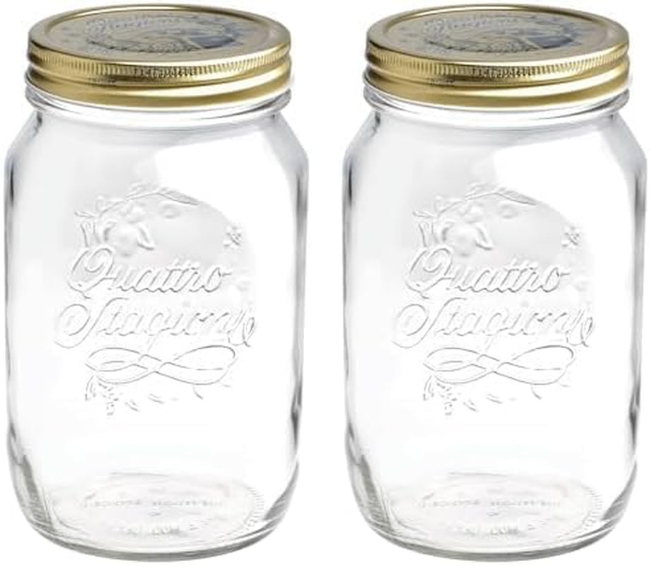 Bormioli QUATTRO STAGIONI słoik do przechowywania 1 litr (opakowanie 2 szt.) Pudełka do przechowywania żywności Naty Shop 1000 ml (opakowanie 2 szt.)