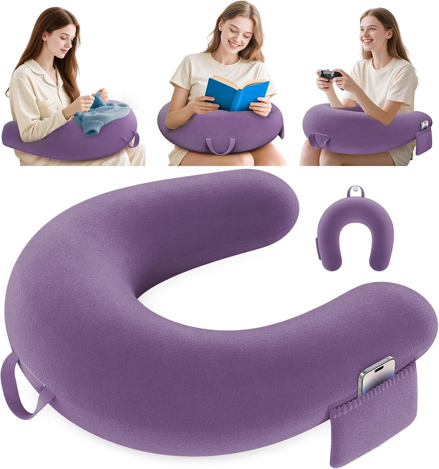 Poduszka do gier i czytania, poduszka do czytania na łóżko/kanapę/podłogę, poduszka do karmienia/szydełkowania z dużą ergonomiczną poduszką do gier, poduszka dla graczy na iPada/laptopa - czarna