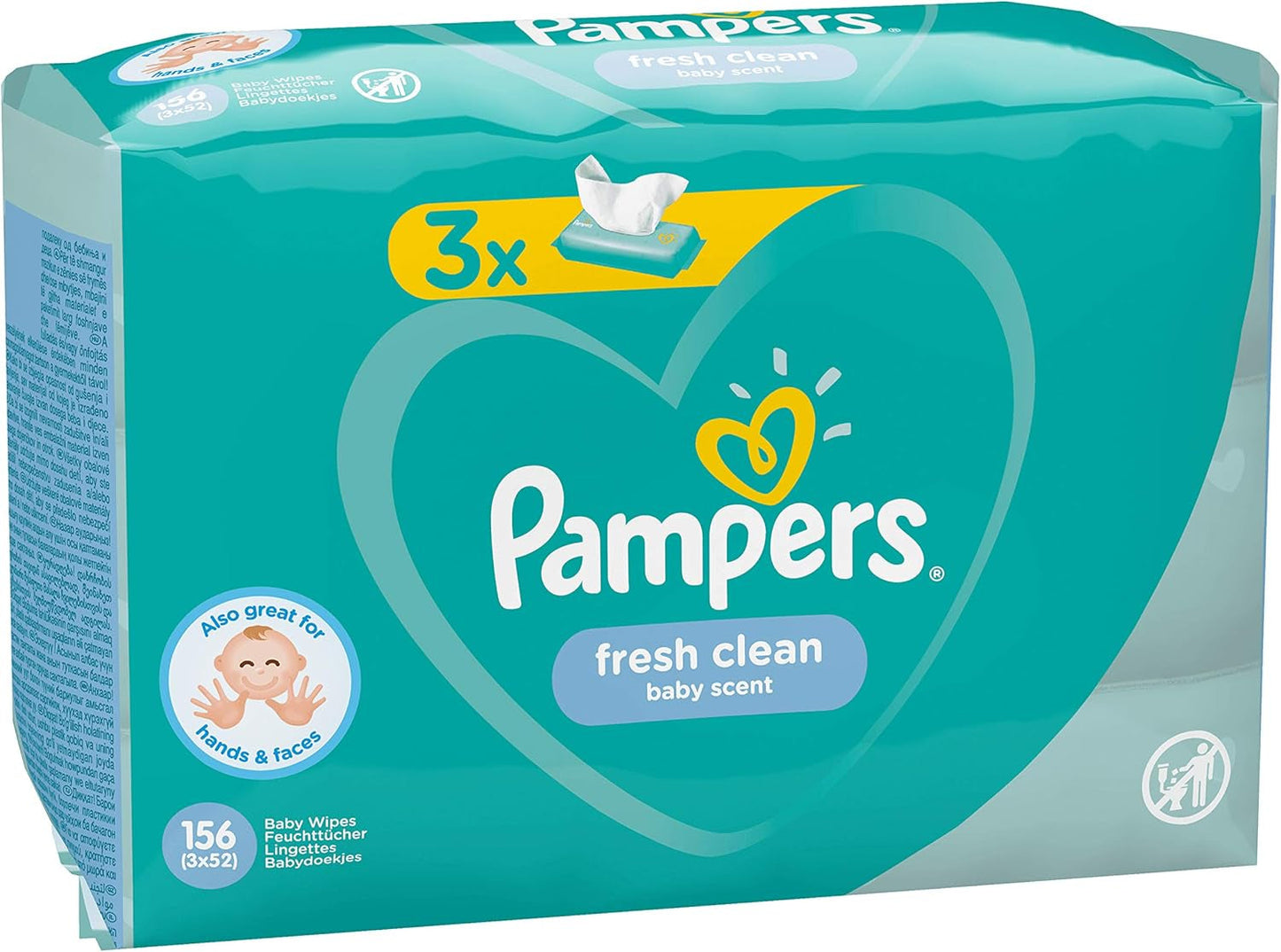 Chusteczki Pampers Fresh Clean Baby 81688041, 3x52 sztuki, (chusteczki dla niemowląt, plastikowa torba, dziewczynka/chłopiec, turkusowy, biały, Niemcy, 896,7 g)