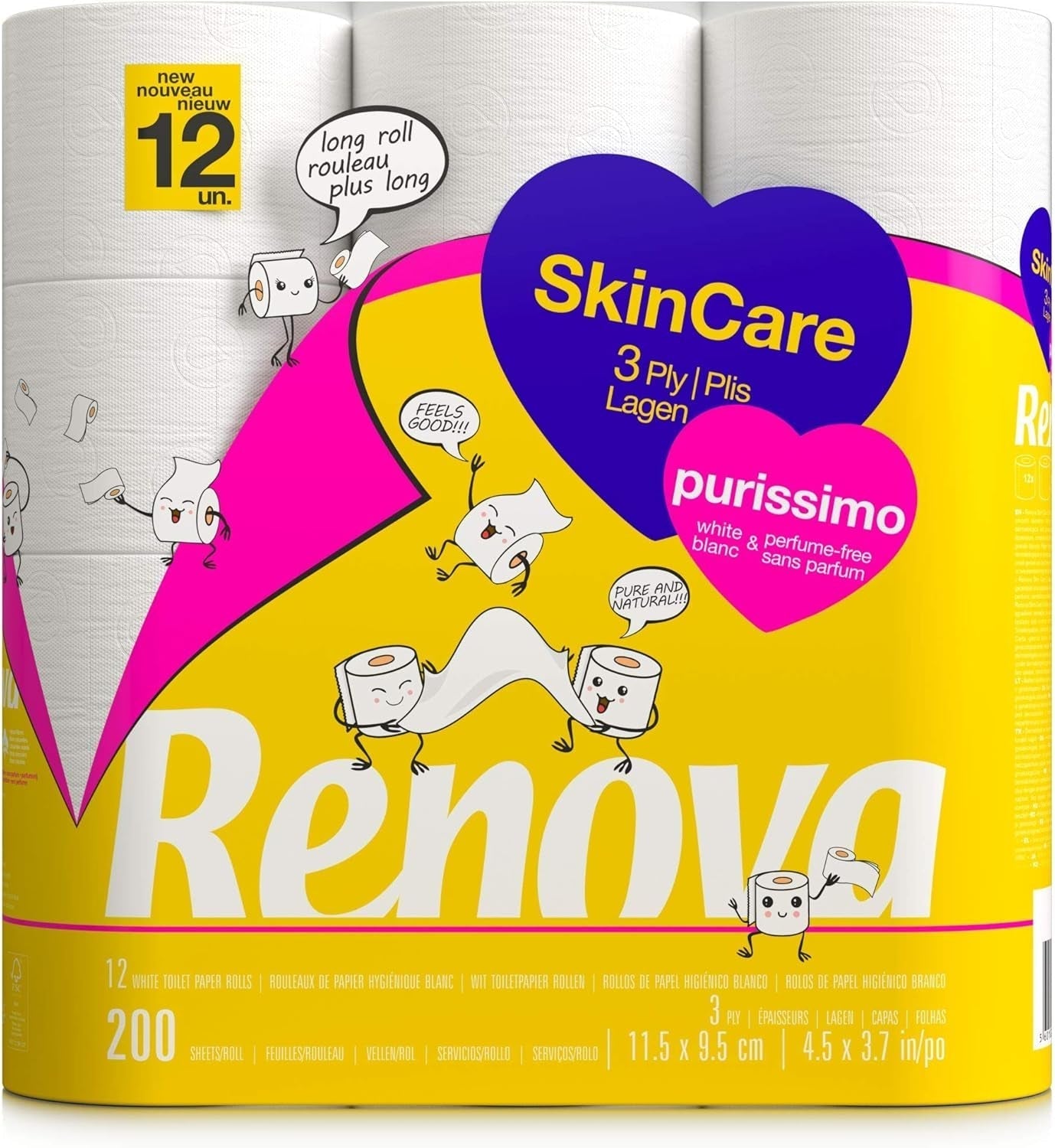 Papier toaletowy Renova Skincare Purissimo, 12 rolek, biały