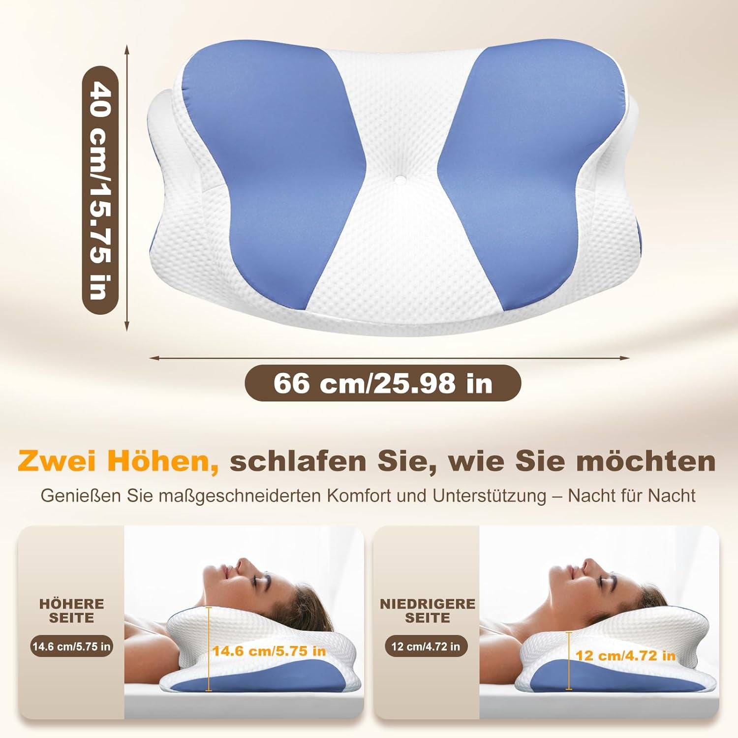 Ergonomiczna poduszka do spania na boku - poduszka na szyję Poduszka uśmierzająca ból szyi i ramion Ortopedyczna pianka zapamiętująca kształt szyi Poduszka podtrzymująca na brzuch Poduszka do spania na plecach i boku z podparciem szyi Poduszki ortopedyczne szyjki macicy Naty Shop
