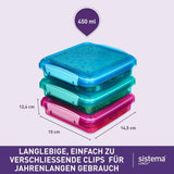 System pojemników na kanapki na lunch | 450 ml | szczelne pudełko na lunch z pokrywką, które można układać w stosy | dla dzieci i dorosłych | bez BPA | mieszane kolory | 3-częściowe pudełka do przechowywania żywności Naty Shop