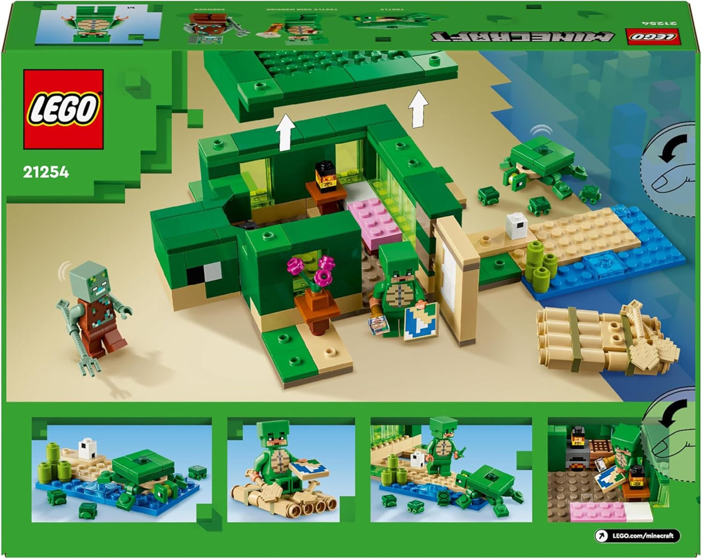 LEGO Minecraft Domek na plaży dla żółwi Domek z akcesoriami dla dziewcząt i chłopców od 8 lat, zestaw ze zwierzętami i postaciami z gry wideo, prezent dla graczy 21254 Zestawy do budowania Besuche den LEGO-Store