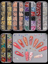 EBANKU Nail Art Strass Kit Multi Design Zubehör Mit 1 Pinzetten 1 Stück Wachsstifte Deko Diamanten Kristalle Perlen Edelsteine ​​​​Bunt Pferdeaugen Strass Metall Nieten Für Nagel DIY (1 Stück (opakowanie 10Er))