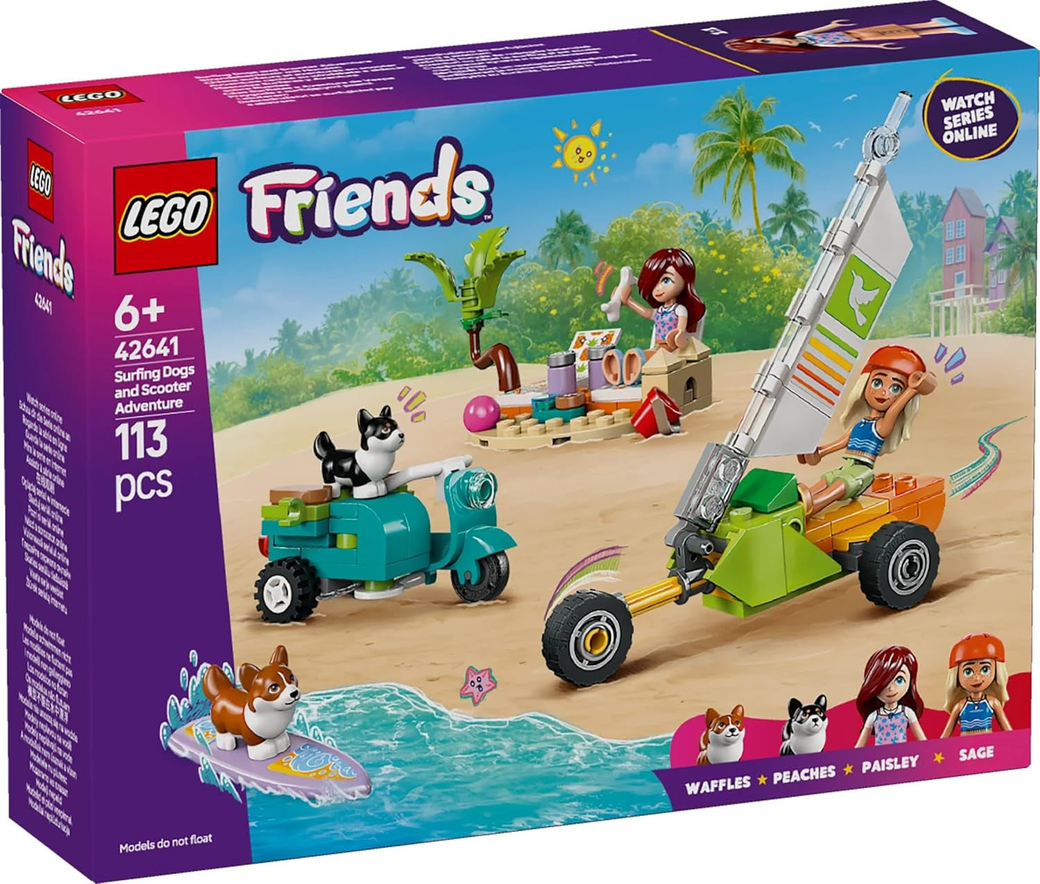 LEGO Friends Przygoda na plaży z psami Zabawka do budowania dla dziewczynek Zestaw zwierząt w wieku 6 lat z 2 minifigurkami i 2 figurkami Corgi Kreatywny prezent dla dzieci Przygoda na desce surfingowej Zestaw do budowania 42641 Zestawy do budowania Besuche den LEGO-Store