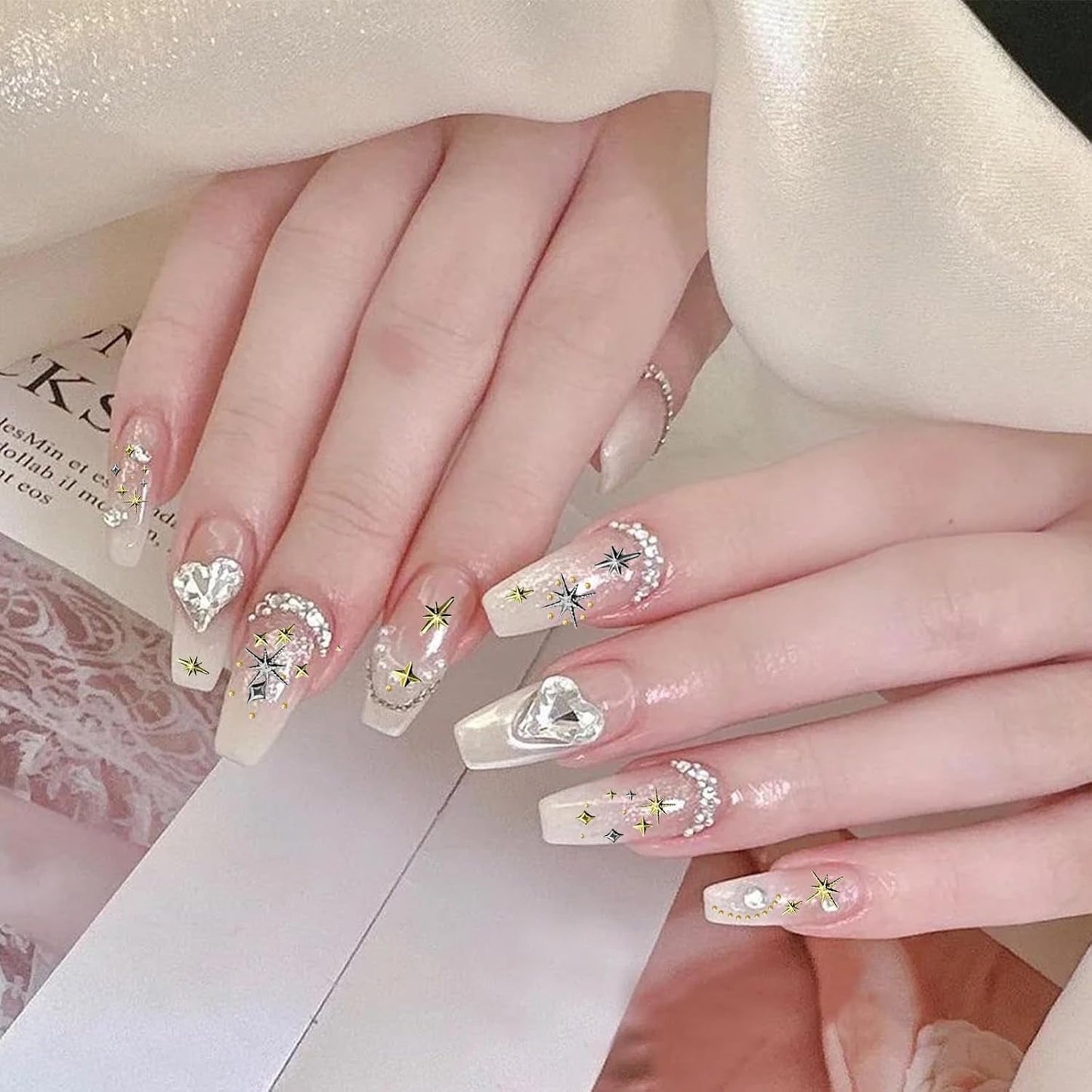 3400 Stück Goldene Und Silberne Sternperlen, Goldene Nagelanhänger, Zubehör Für Nagelschmuck, Schöne Sternnagelanhänger Für Nägel, cyrkonie do zdobienia paznokci