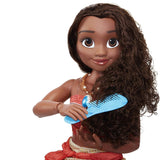 Disney Princess Moana 80 cm Lalka do zabawy marki Jakks Pacific Ruchoma lalka ze szczotką do czesania falowanych loków Sukienka inspirowana filmem Odpinany naszyjnik z wisiorkiem Lalki Naty Shop