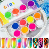 Neonowy pigment fosforowy Pulver Für Nägel Lidschatten - 12 kolorów Neon Nagel Glitzer Augenpulver Maniküre Halloween Neonowy makijaż Dekoracja Nail Art Staub Pigment