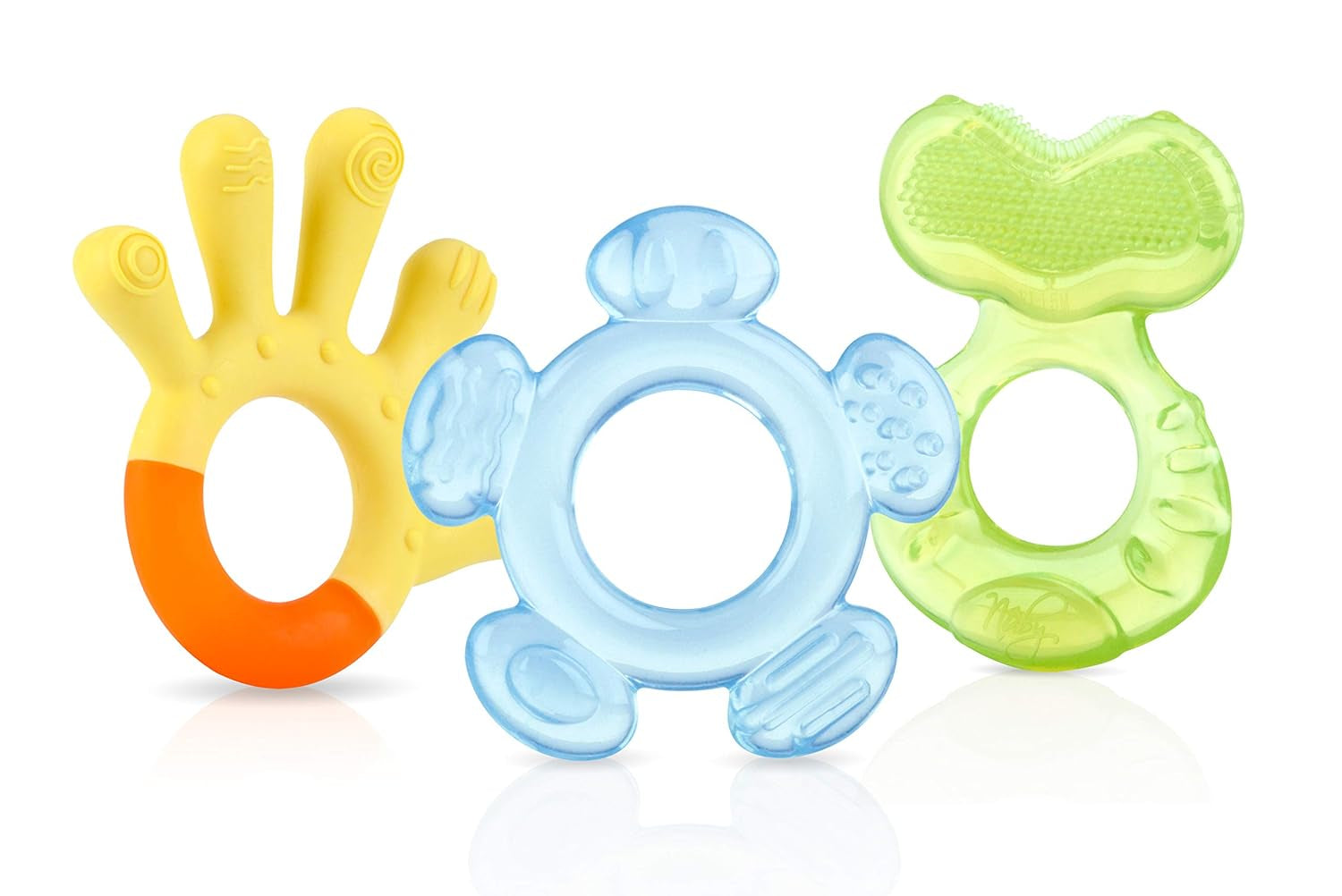 Nuby - 3-stopniowe pierścienie ząbkujące - 3 pierścienie ząbkujące do stymulacji dziąseł i łagodzenia bólu ząbkowania - Zabawka ząbkująca dla dziecka - Bez BPA - 3+ miesięcy