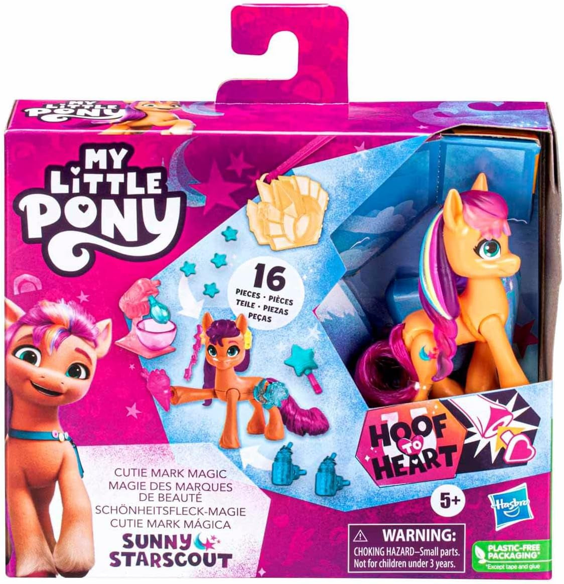 My Little Pony - Odkryj swojego błyszczącego kucyka: Beauty Mark Magic Sunny Starscout, Kucyk od kopyta do serca 7,5 cm, wiek 5+, F5250, wielokolorowy
