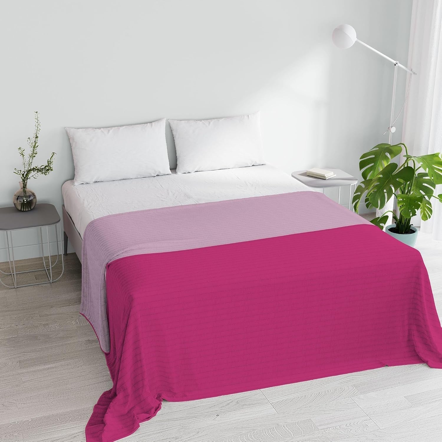 Pomarańczowa/rdzawa kołdra letnia z mikrofibry na podwójne łóżko 250 x 250 cm Kołdry i kołdry Naty Shop Liliowy/Fuksja Małżeńska 250X250 cm