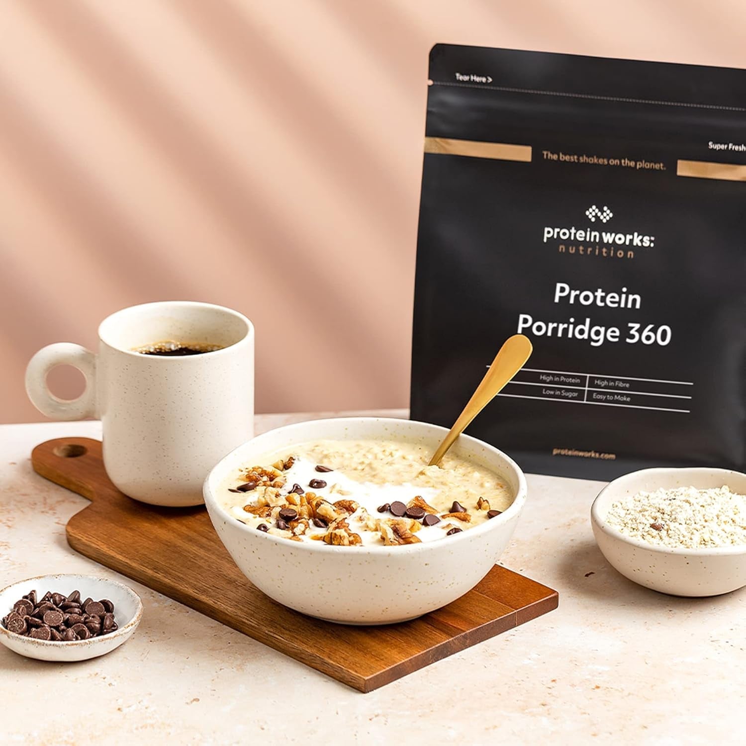 Protein Works - Owsianka białkowa 360 | Mit Dodatkowe witaminy i minerały | Proteinreiches Frühstück | Kalorienarme Haferflocken | 13 porcji | Naturalny | 1 kg płatków zbożowych Sklep Naty