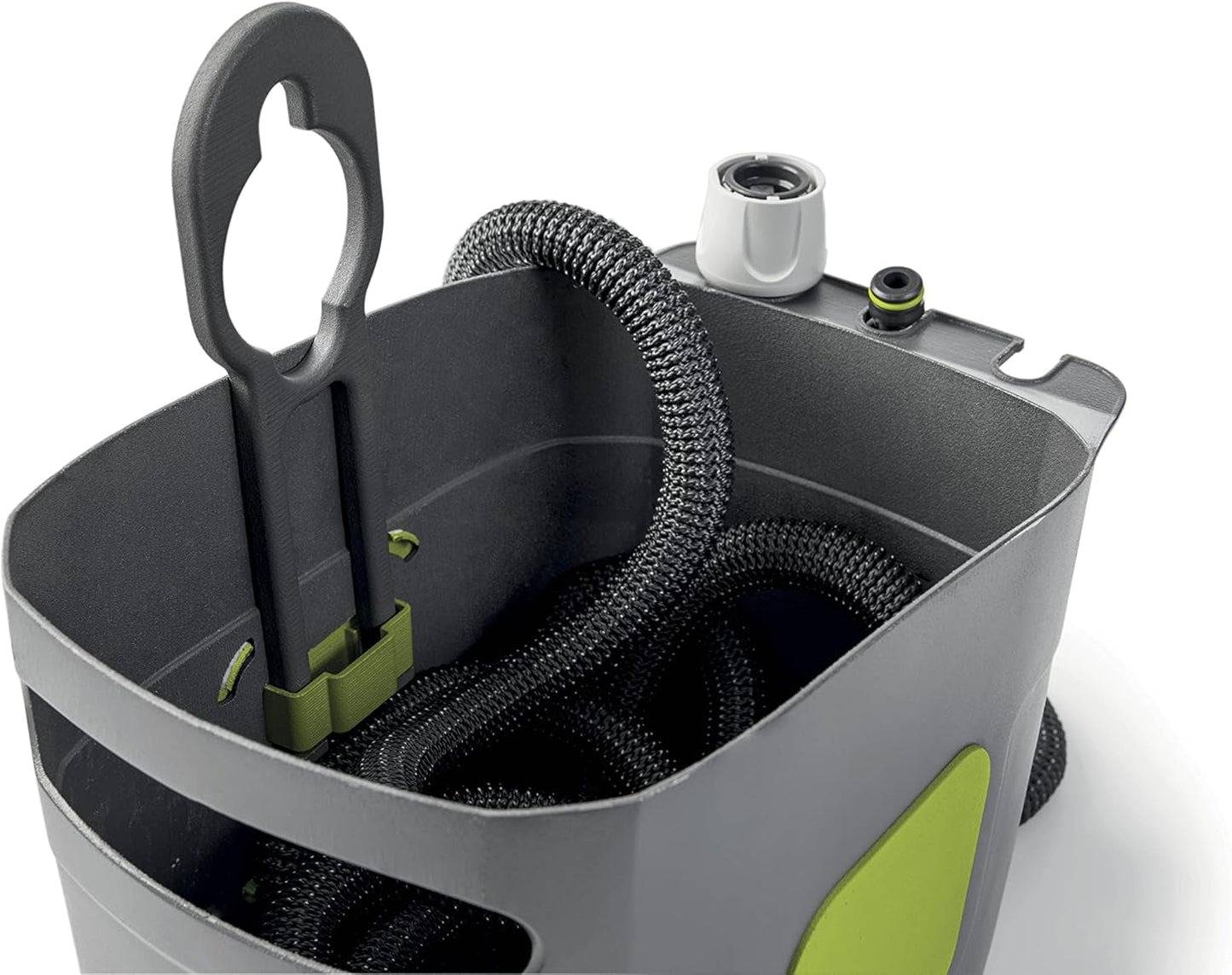 GF SRL, Aquapop Grey Pro 15, wąż samorozciągliwy w oplocie Made in Italy, ze sztywnym plastikowym pojemnikiem, ergonomiczny mini opryskiwacz ogrodowy, przyłącza do nawadniania ogrodu, kolor ciemnoszary