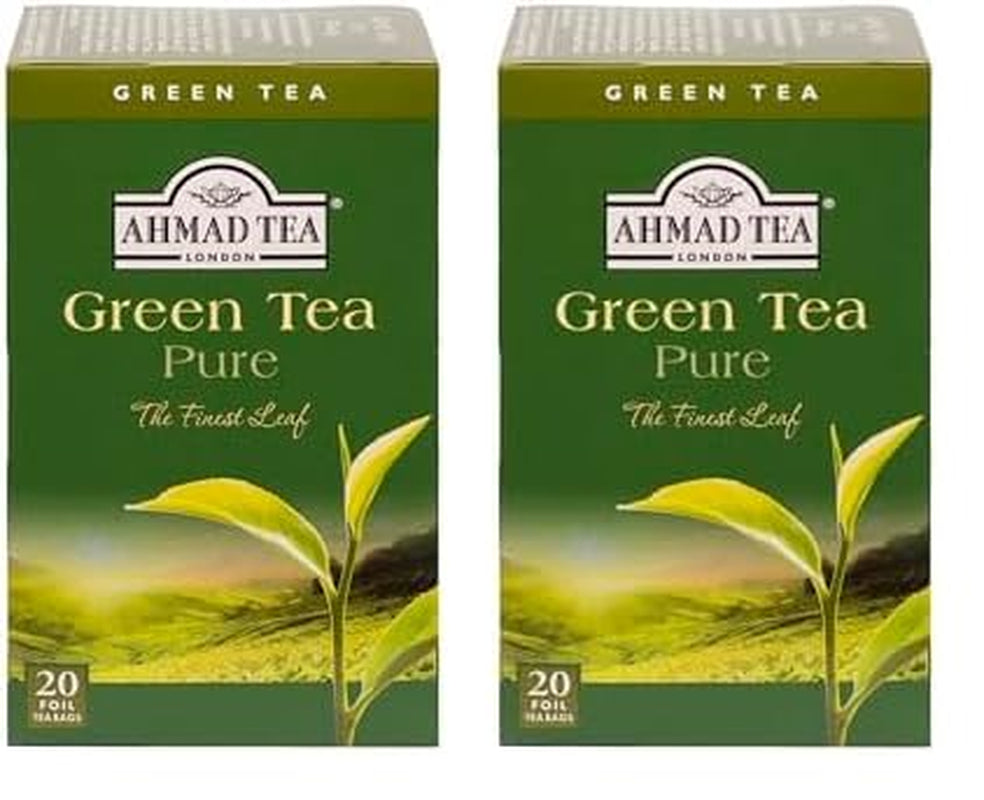 Ahmad Tea - Herbata zielona - Smakowe, pojedynczo pakowane torebki herbaty zawierające 2 g herbaty w porcji - 20 torebek z paskiem (zestaw 2 sztuk)
