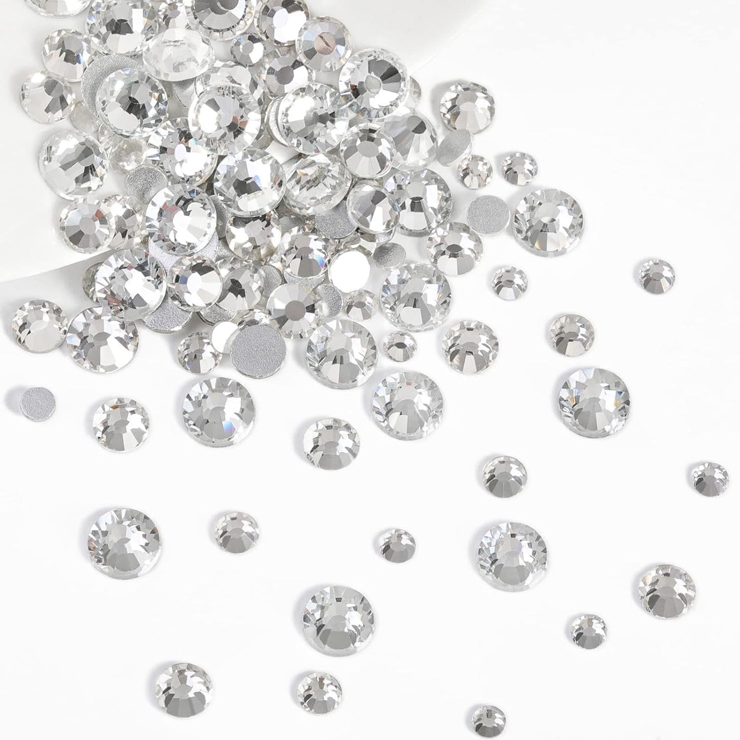 Beadsland 2500 szt. Glas Nailart Strasssteine ​​​​Kristall Flatback Edelsteine ​​​​Runde, ​​Für Handwerk Gemischt 8 Größen SS4 ~ SS30 Mit Picking Pinzette Und Stift (Kristall Weiss)