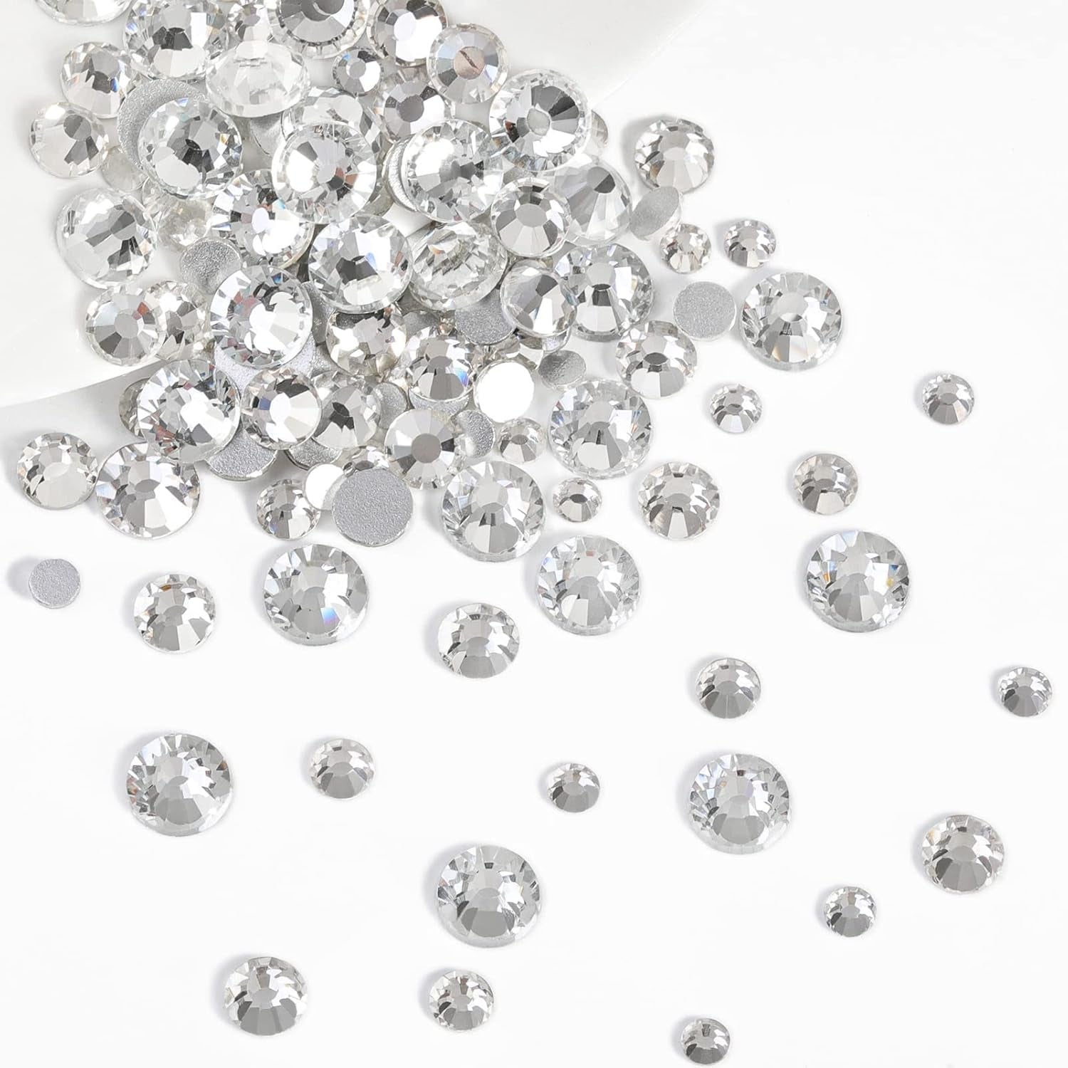 Beadsland 2500 szt. Glas Nailart Strasssteine ​​​​Kristall Flatback Edelsteine ​​​​Runde, ​​Für Handwerk Gemischt 8 Größen SS4 ~ SS30 Mit Picking Pinzette Und Stift (Kristall Weiss)
