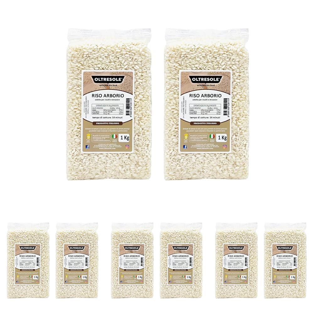 Rzemieślniczy włoski ryż Arborio, ryż gruboziarnisty i skrobiowy, idealny do zup, risotto i sałatek ryżowych, pakowany próżniowo w 2 worki 1kg