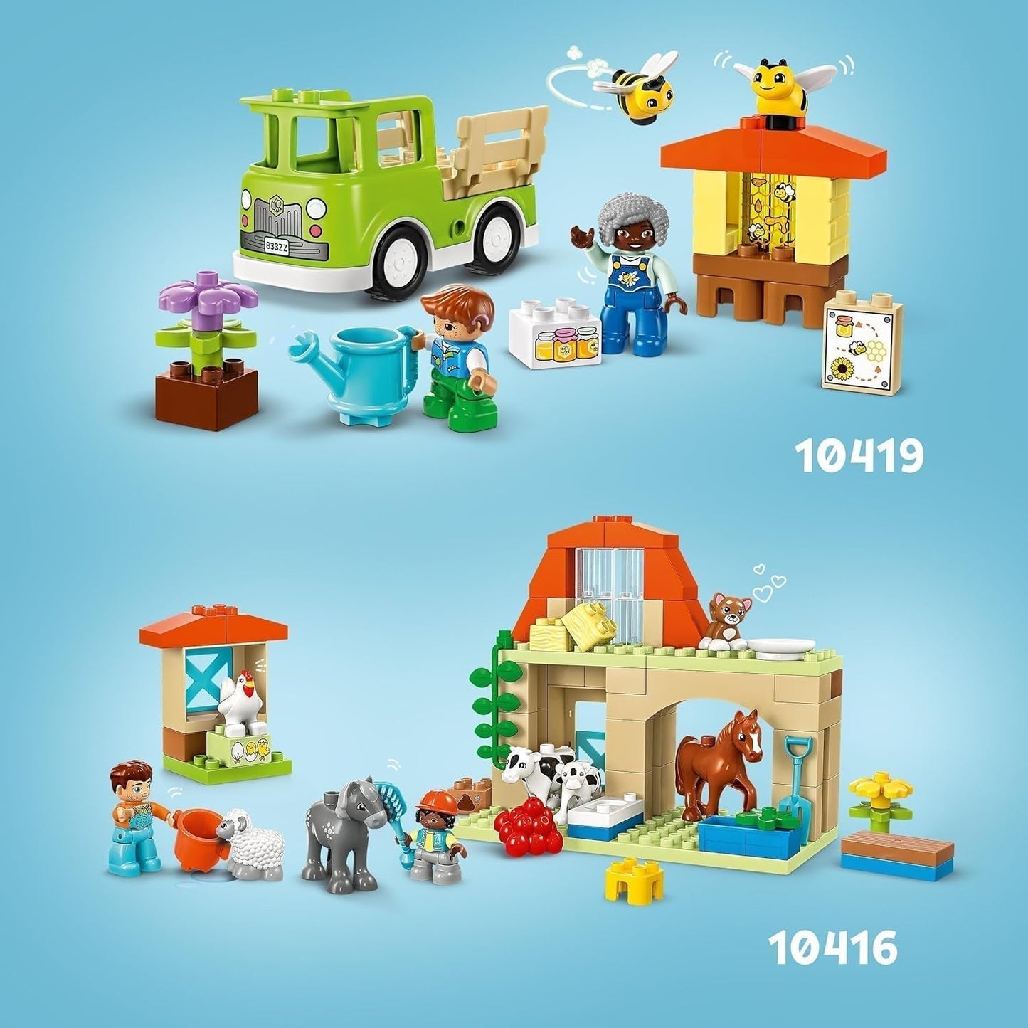 LEGO DUPLO Miejskie pszczelarstwo i ule, zabawka edukacyjna dla małych dzieci z 2 figurkami i ruchomą ciężarówką, zestaw do budowania i przebudowy, zabawka dla małych dzieci od 2 lat 10419 Zestawy do budowania Besuche den LEGO-Store