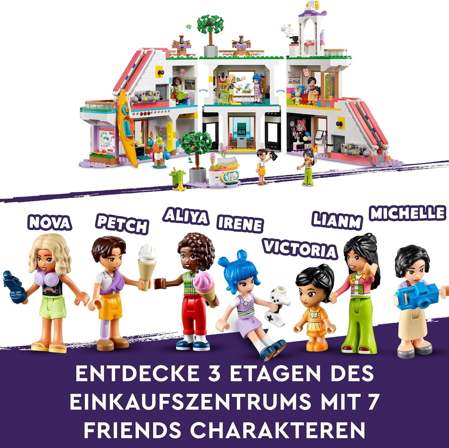 LEGO Store Friends Domek dla lalek Heartlake City Zestaw figurek dla dziewcząt i chłopców promuje rozwój społeczno-emocjonalny Prezent dla 8-latków 42604 Zestawy do budowania Besuche den LEGO-Store