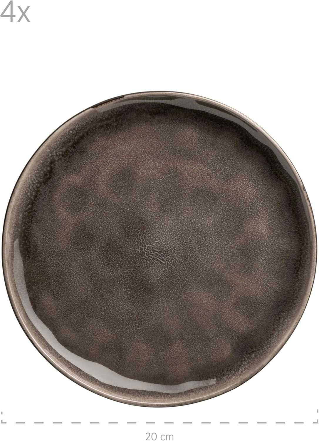 MĘSER 934073 Niara Organic Series Nowoczesny 4-osobowy zestaw obiadowy o ekscytującym wyglądzie vintage, 16-częściowy serwis łączony ze specjalną kombinacją czarno-brązowej glazury, kamionka