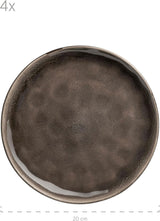 MĘSER 934073 Niara Organic Series Nowoczesny 4-osobowy zestaw obiadowy o ekscytującym wyglądzie vintage, 16-częściowy serwis łączony ze specjalną kombinacją czarno-brązowej glazury, kamionka