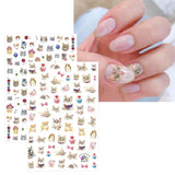 JMEOWIO Nagelsticker Tierische 8 Blatt Nail Art Naklejka Selbstklebend Nagelaufkleber Katze Niedlich Dekoration Nageldesign Zubehör