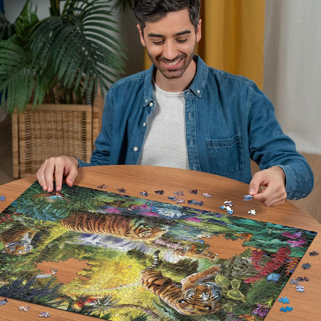 Ravensburger Puzzle 12000696 - Idylla nad okiem wody - 1500 elementów puzzle dla dorosłych i dzieci powyżej 14 lat, puzzle z motywem tygrysa Puzzle Naty Shop