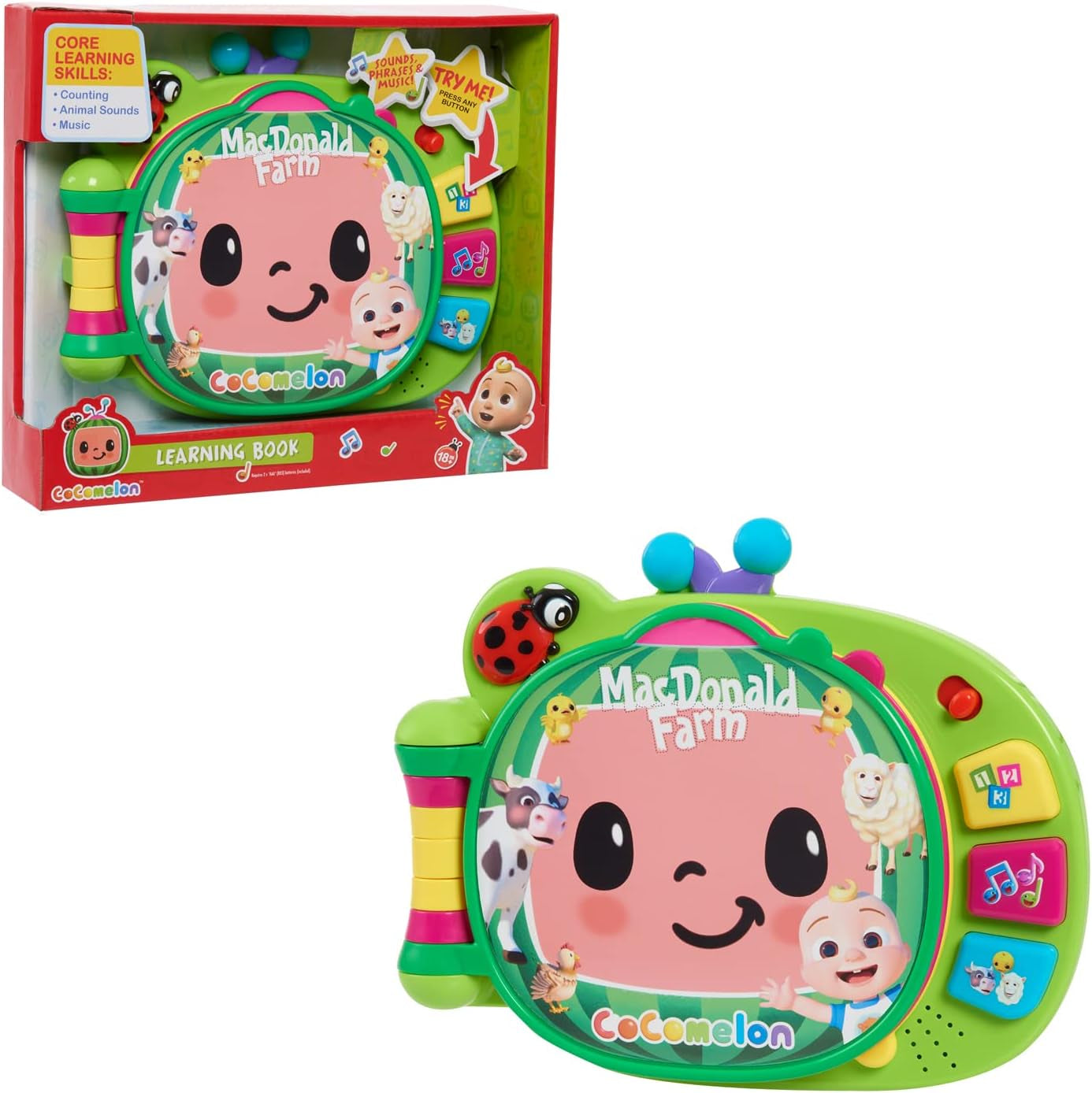 CoComelon, książeczka edukacyjna J.J, funkcje edukacyjne i elektronika, zabawka dla dzieci od 18 miesiąca, CCM10 (wersja francuska) Bebe Toys Naty Shop