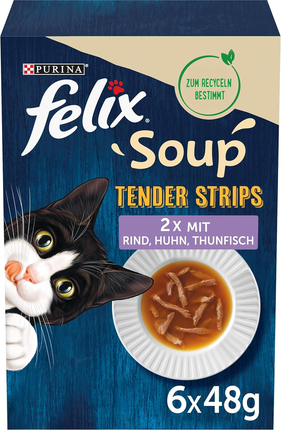 Felix Zupa w Paskach, Zupa Dla Kota, Mieszana, Opakowanie 8 sztuk (8 x 6 saszetek po 48 g każda)
