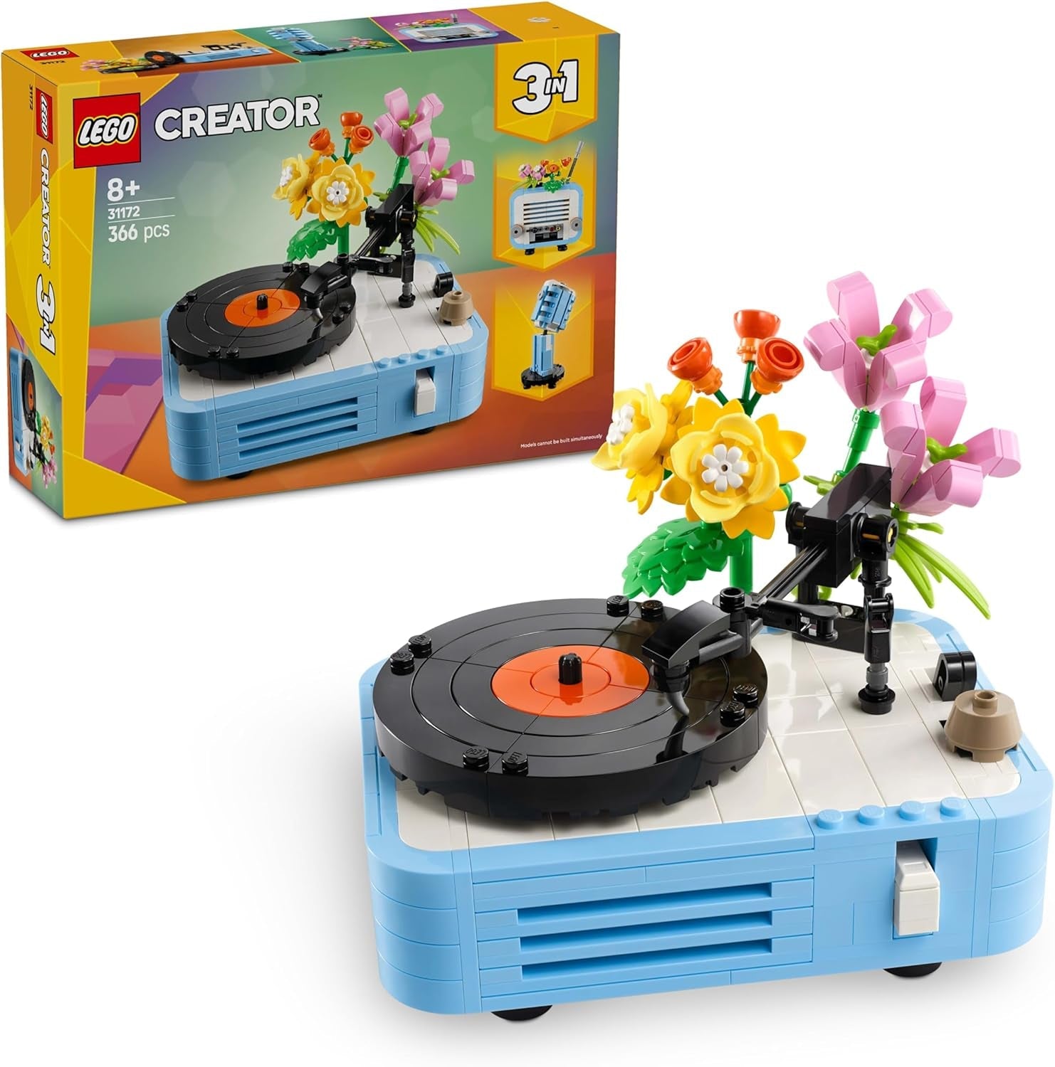 LEGO Creator Odtwarzacz płyt 3 w 1 z kwiatami - zabawka przekształcalna w radio lub mikrofon - zabawki muzyczne dla dzieci - kreatywny pomysł na prezent dla dziewcząt i chłopców od 8 lat 31172 Zestawy do budowania Besuche den LEGO-Store Domyślny tytuł