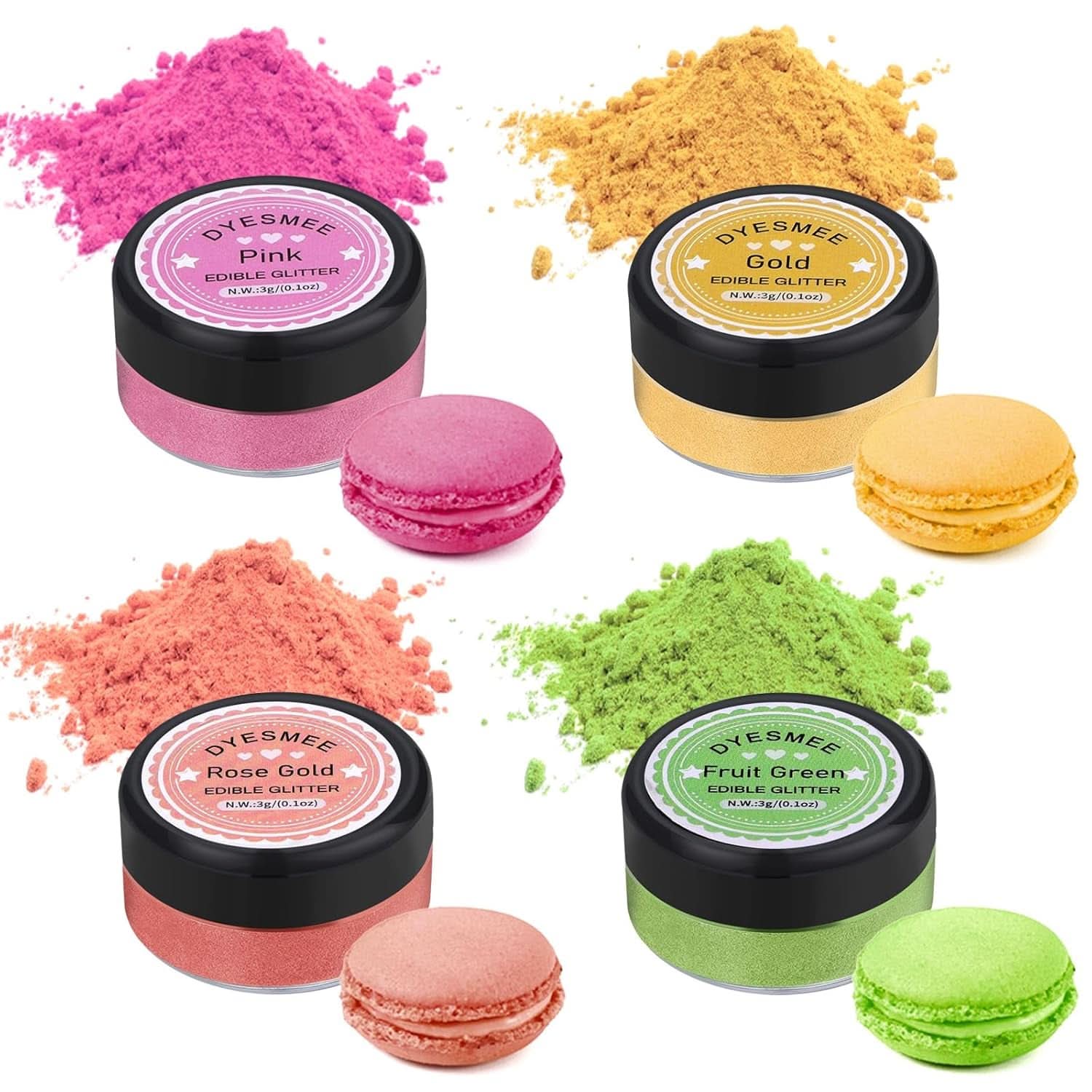 Brokat jadalny, Zestaw 4 lub 6 odcieni kolorów, 4 gramy na produkt Glitter Naty Sklep 4 kolory