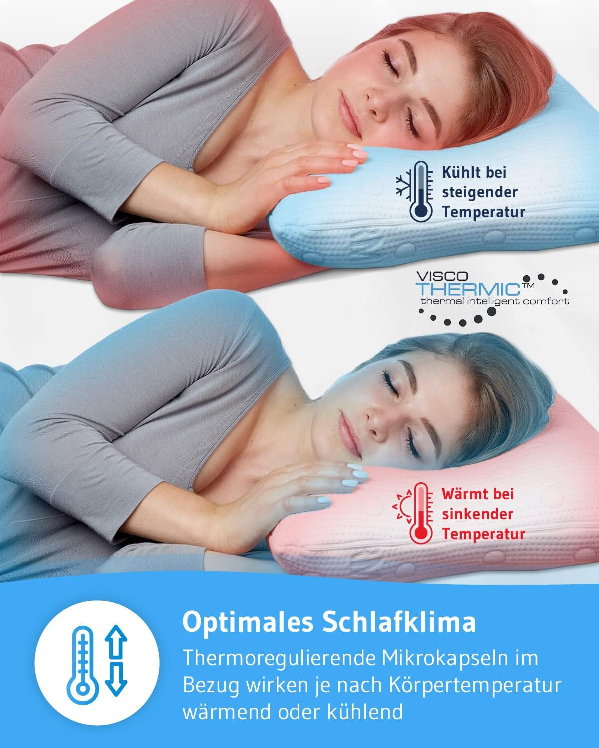 Poduszka do spania na boku GIANFAR | Ortopedyczna poduszka podtrzymująca szyję | Ultra świeża pianka z pamięcią kształtu na ból gardła i migrenę | Osłona termoregulacyjna | Poduszka do spania na boku z kręgosłupem szyjnym 55X40X12/10 cm Poduszki ortopedyczne szyjne Naty Shop
