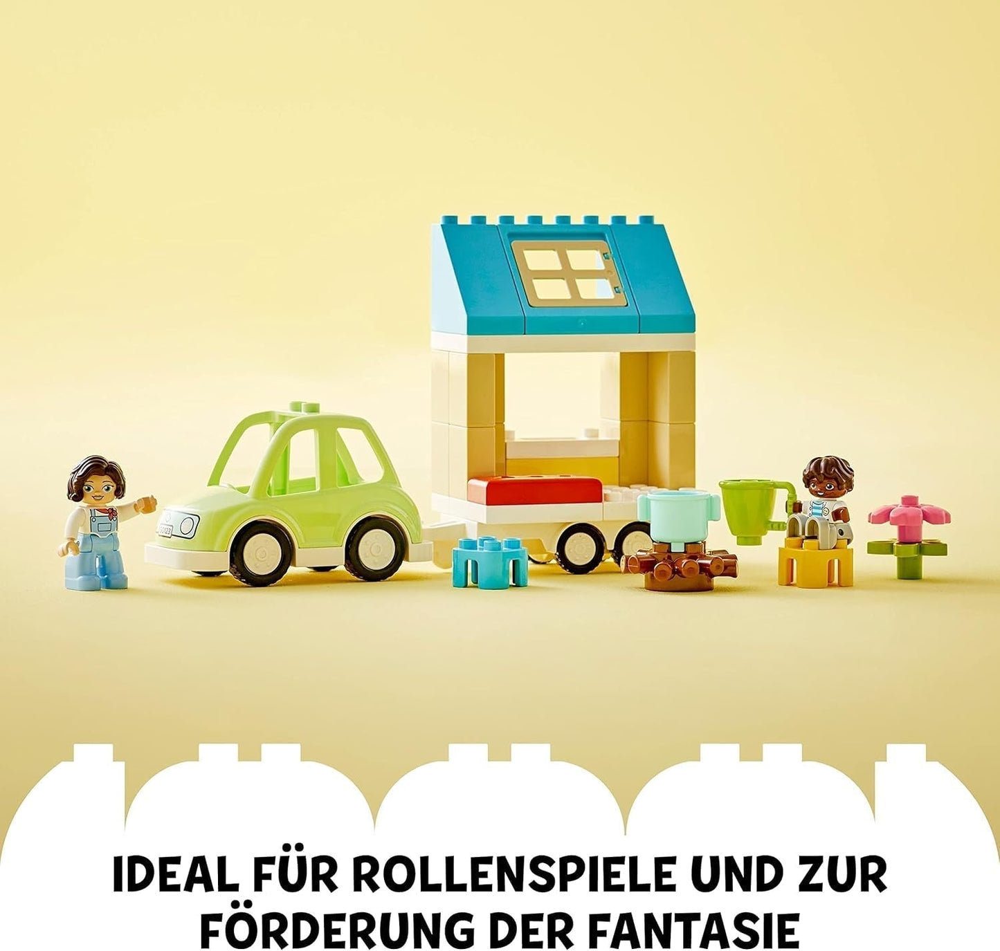 LEGO 10986 DUPLO At Home On Wheels, zabawkowy samochód z dużymi klockami, figurkami i samochodzikiem dla chłopców i dziewcząt od 2 lat, rozwija umiejętności motoryczne Zestawy do budowania Besuche den LEGO-Store