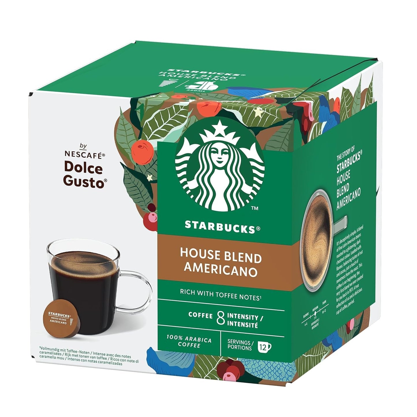 Mieszanka domowa STARBUCKS autorstwa Nescafé Dolce Gusto, Mittlere Röstung, Kaffeekapseln 6 x 12 (72 Kapseln)