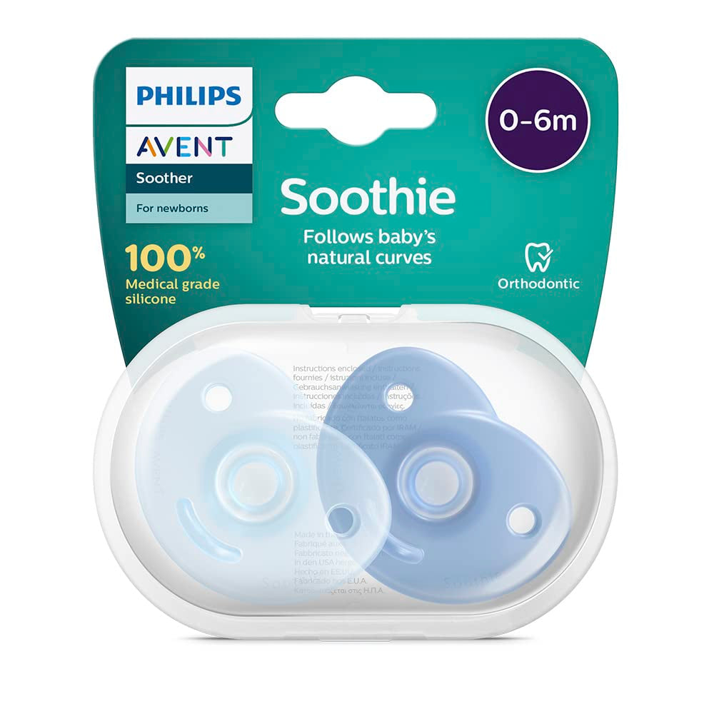 Philips AVENT Soothie - smoczek bez BPA dla dzieci w wieku 0-6 miesięcy, niebieski/jasnoniebieski (model SCF099/21)