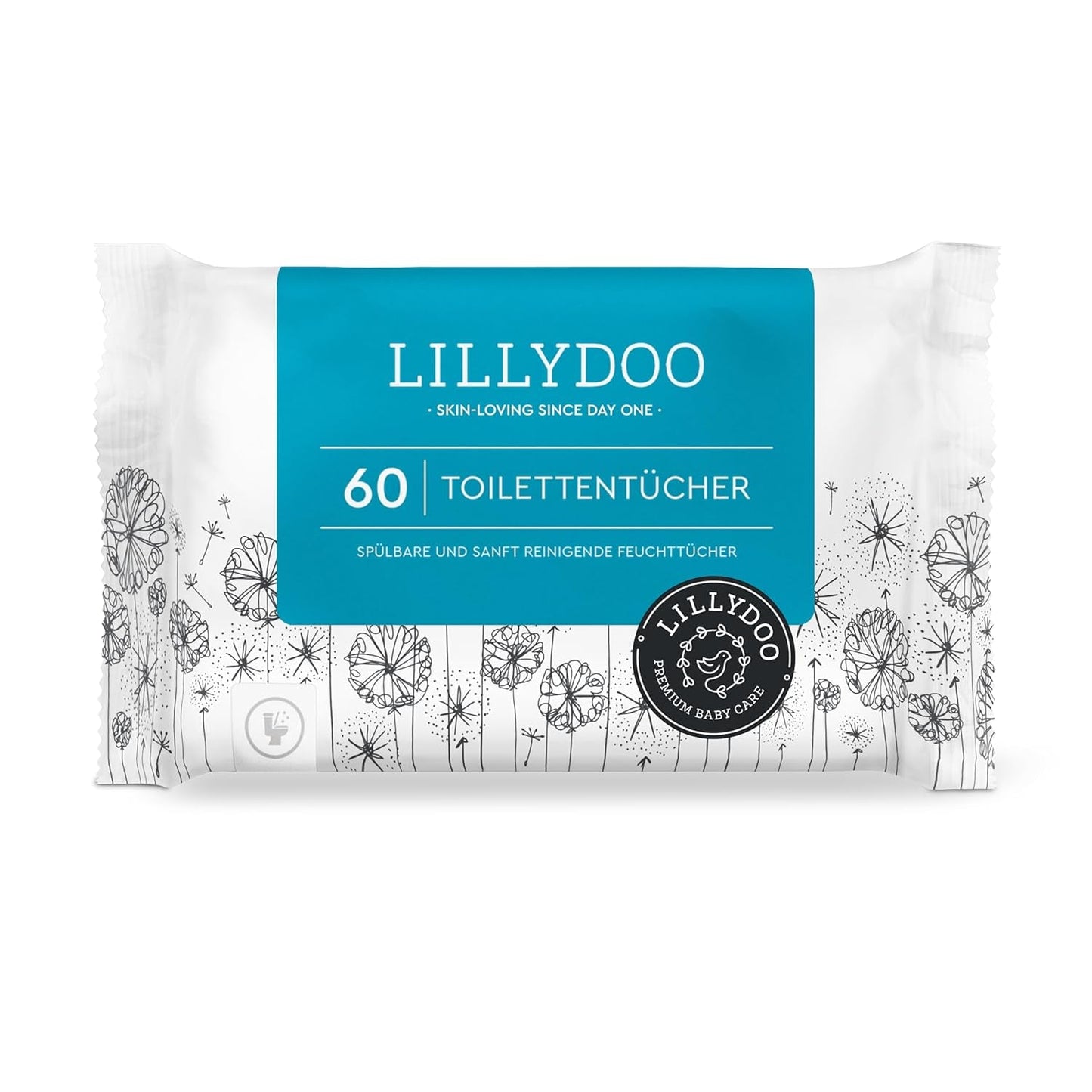 LILLYDOO Chusteczki toaletowe 720 szt. (12 x 60) Chusteczki do spłukiwania w 100% bez plastiku, bezzapachowe