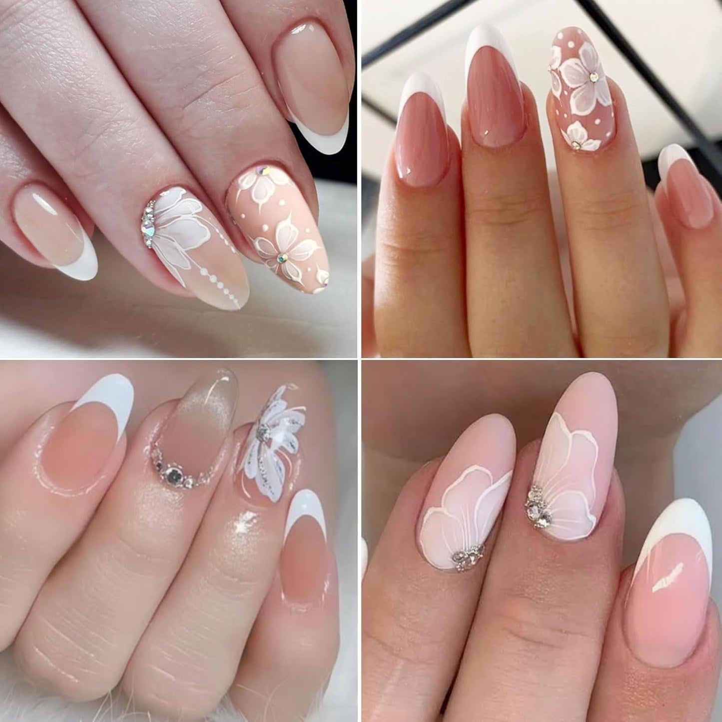 JMEOWIO 3D Nagelsticker Weiße Blumen Nail Art Naklejka Selbstklebend Nagelaufkleber 5D Stereoskopisch Dekoration Nageldesign Zubehör 1 Blatt