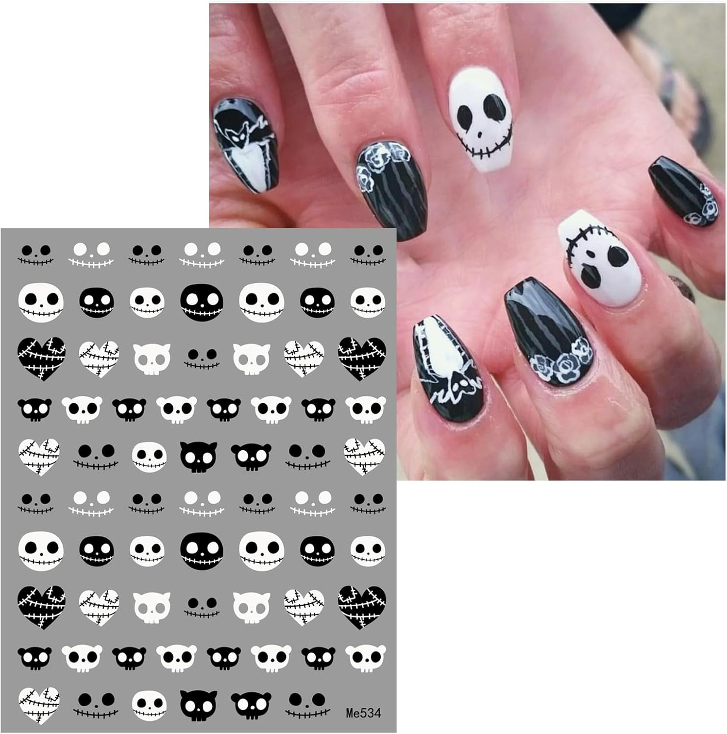 JMEOWIO Nagelsticker Halloween 9 Blatt Nail Art Naklejka Selbstklebend Nagelaufkleber Dekoration Nageldesign Zubehör