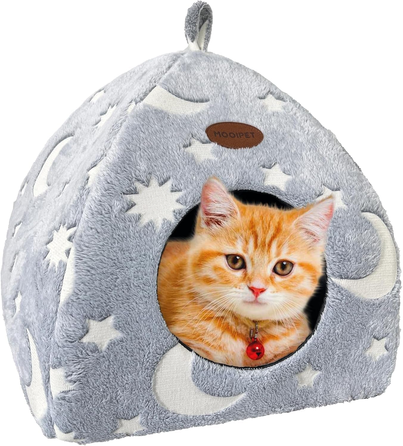 Katzenhöhle Plüsch Katzenhaus mit Waschbarem Kissen Faltbare Katzenzelt Höhle z uchwytem Weiches und Warmes Katzenbett für Drinnen 33x33x35cm