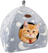 Katzenhöhle Plüsch Katzenhaus mit Waschbarem Kissen Faltbare Katzenzelt Höhle z uchwytem Weiches und Warmes Katzenbett für Drinnen 33x33x35cm